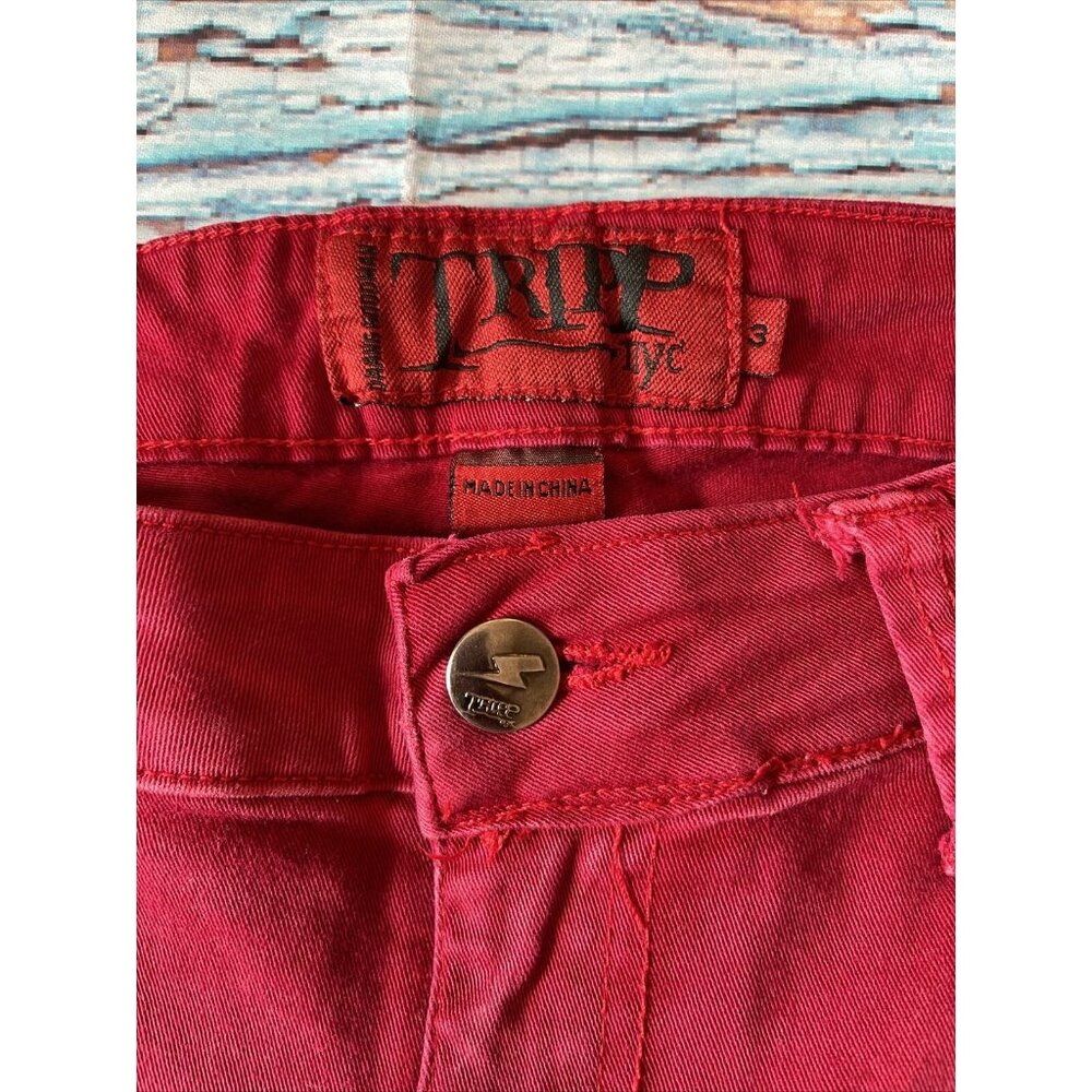 TRIPP NYC Pants WOMENS Size 3 Skinny Red Zipper Pockets Goth Punk - Picture 3 of 7